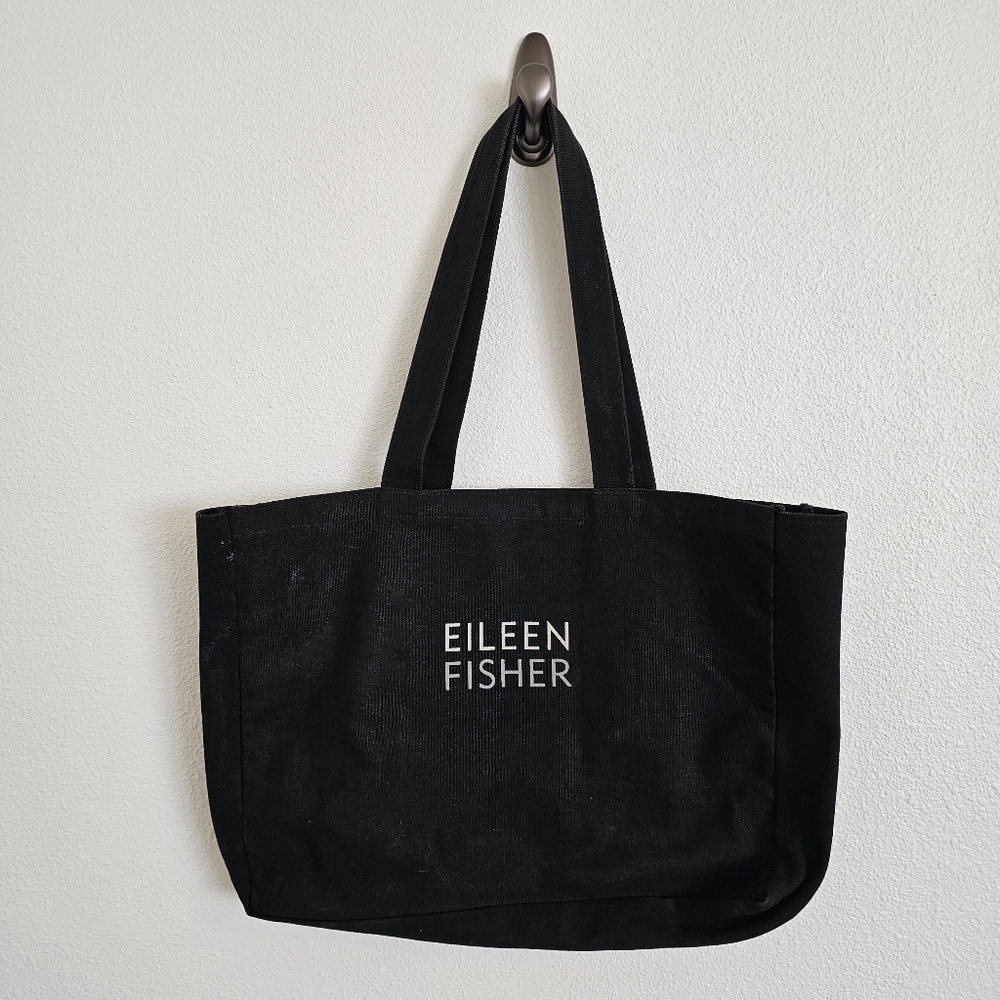 ✅️✅️ Eileen Fisher Black Large Tote Canvas Bag